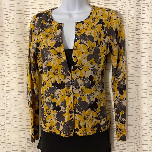 Ann Taylor LOFT yellow and gray cardigan - Picture 9 of 9